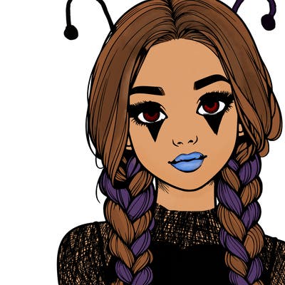 realistic girl with braids