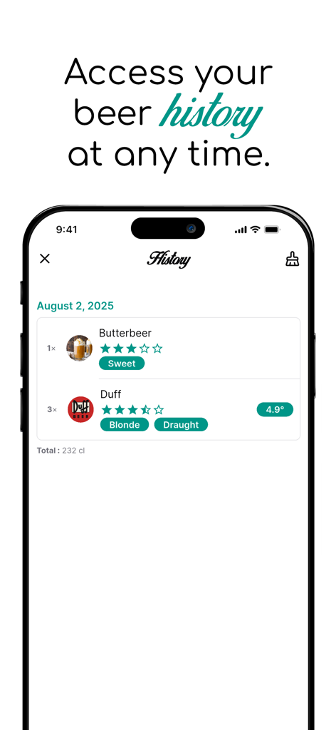 Beerstory – My beer library - A screenshot of the Beerstory app showing a personal history of beer tastings with ratings and tags