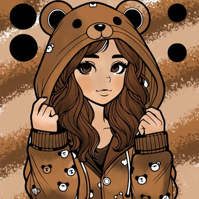 realistic girl in a animal pjs hoodie