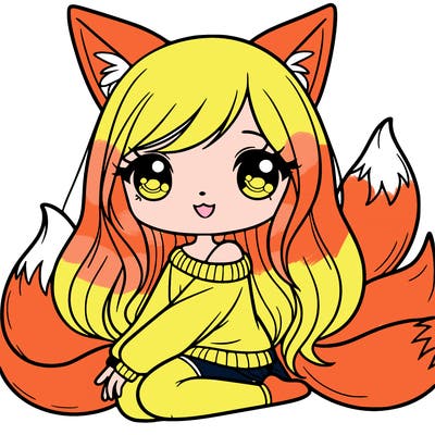 girl with fox ears and tail