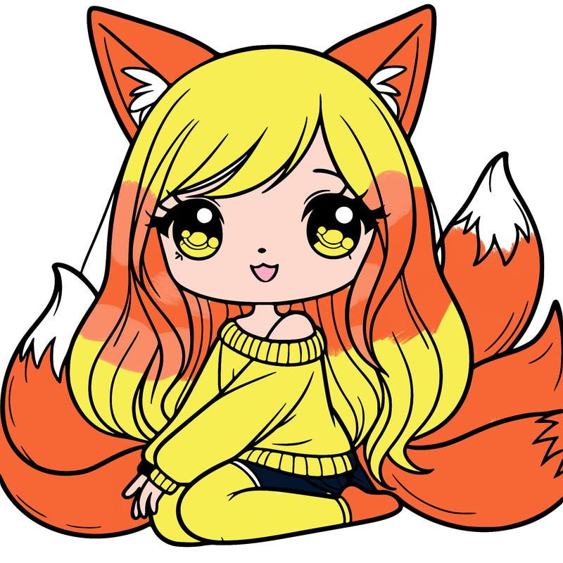 girl with fox ears and tail