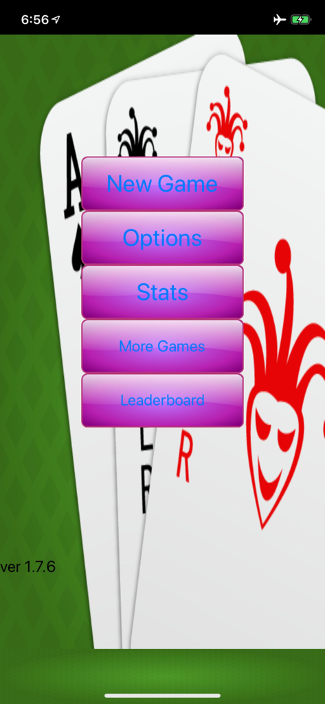 Bid Whist - Classic - Main menu of Bid Whist Classic card game showing options for New Game, Stats, and Leaderboard