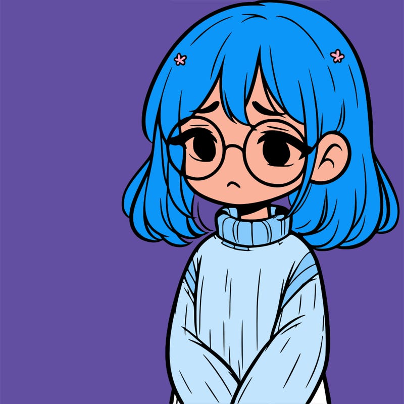 sad girl with glasses in a sweater