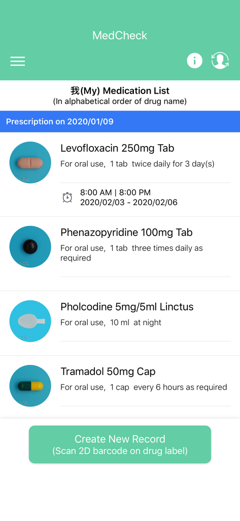 Lista de medicação na aplicação Union Hospital, mostrando detalhes da prescrição e imagens dos medicamentos