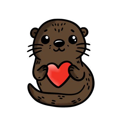 otter with a heart