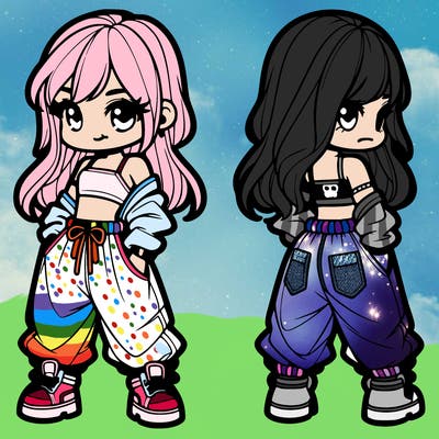 girl in crop top and baggy pants