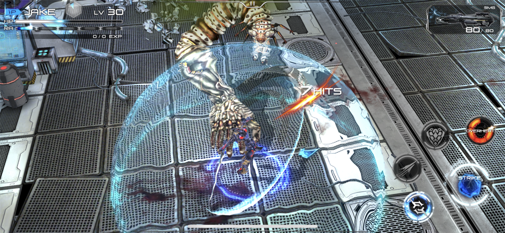 Implosion - Never Lose Hope - Mecha combat gameplay against a giant mechanical worm boss in an industrial sci-fi setting