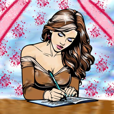realistic female writing poetry