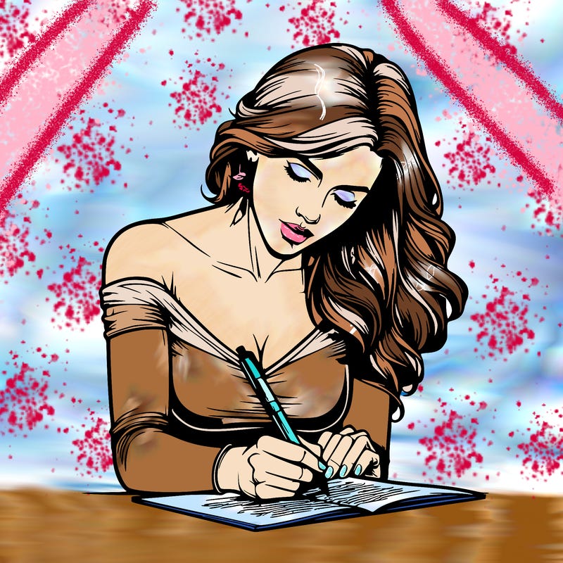 realistic female writing poetry