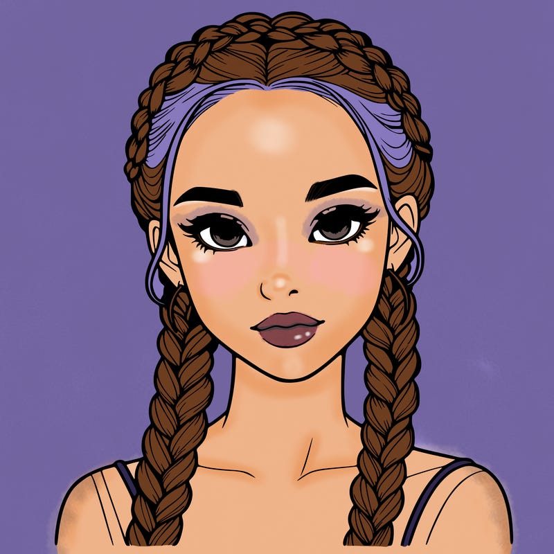 realistic girl with braids