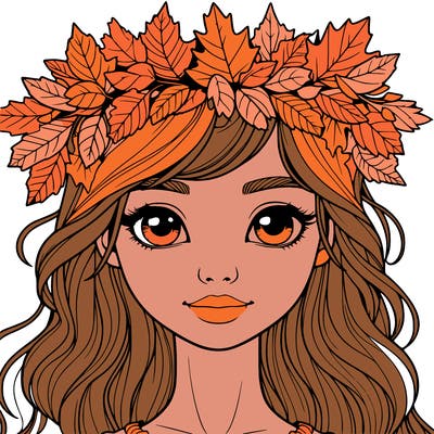 realistic girl with fall leaf crown