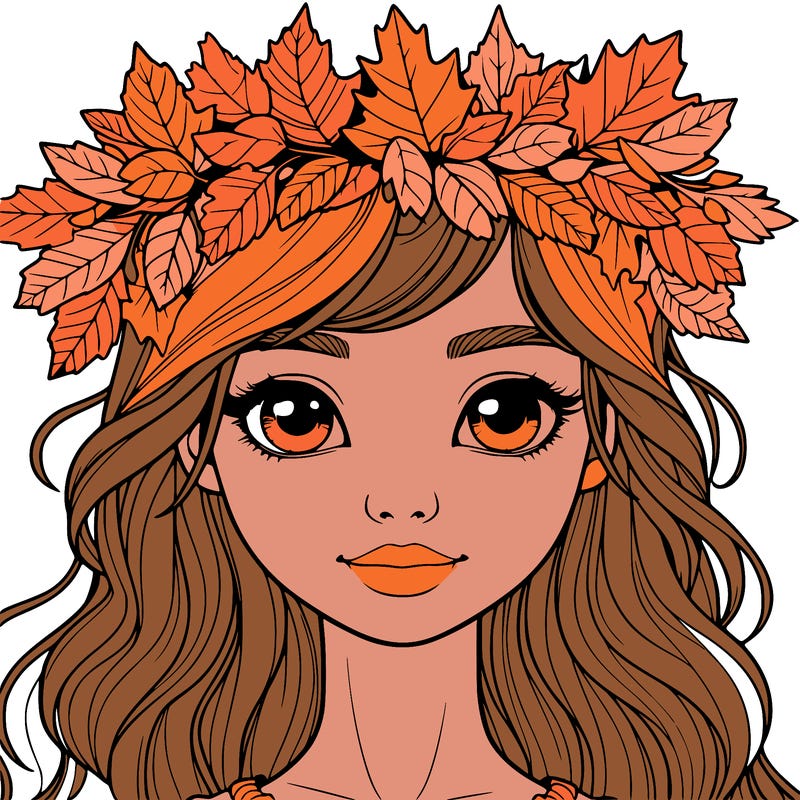 realistic girl with fall leaf crown
