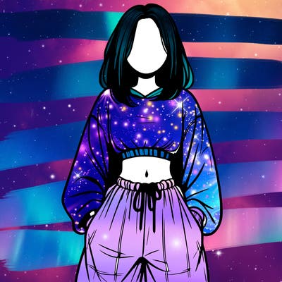 realistic girl faceless with baggy pants and a crop top