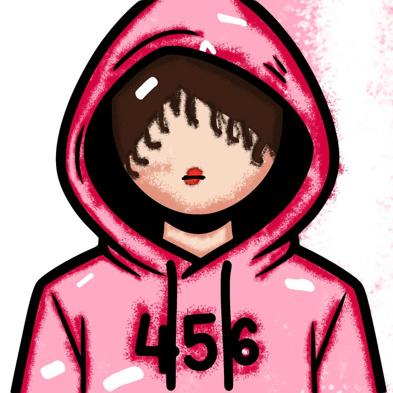a person with non face waering a hoodie with a 456 symbol