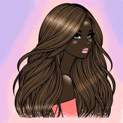 realistic girl with long realistic hair