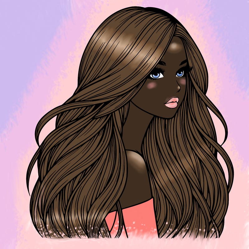 realistic girl with long realistic hair