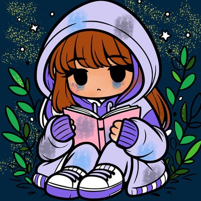 girl in oversized hoodie reading a book