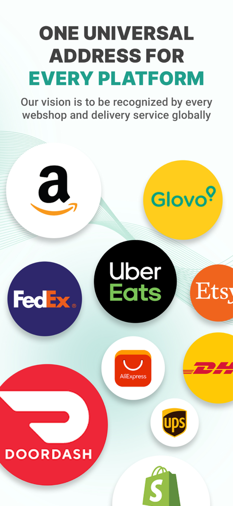 VayaPin - Logos of major delivery and e-commerce platforms illustrating VayaPin as a universal address hub for services like Amazon FedEx and DoorDash