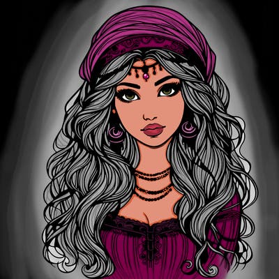 realistic beautiful mysterious gypsy girl