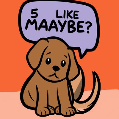 a puppy that says 5 like maybe