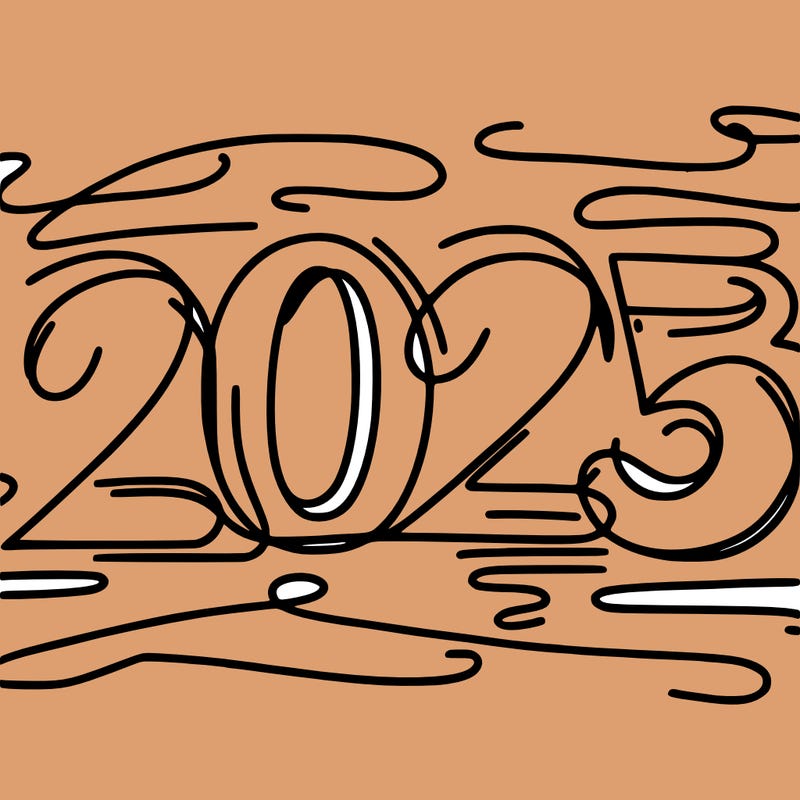 one line scrawled numbers sketch design “2025”