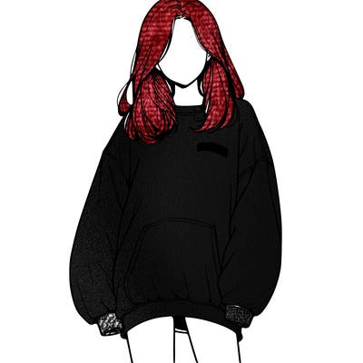 realistic girl in oversized sweatshirt