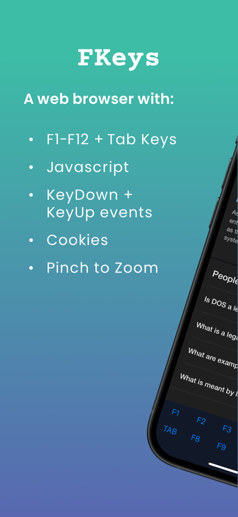 FKeys + Tab - Web browser interface with F1 to F12 and Tab keys for legacy software