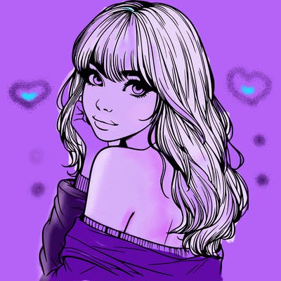 realistic girl with bangs looking over her shoulder