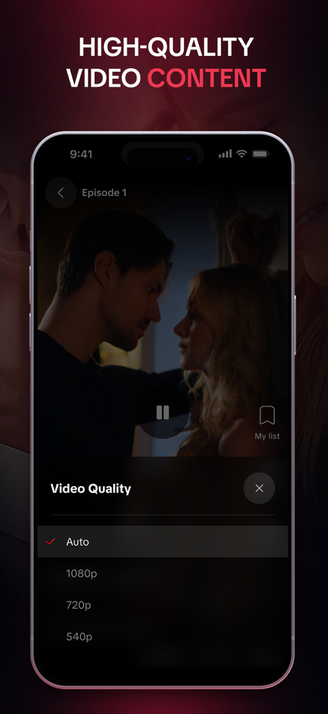 CherryShort: Short Dramas - Mobile screen showing video quality settings for CherryShort dramas with options for 1080p and HD playback