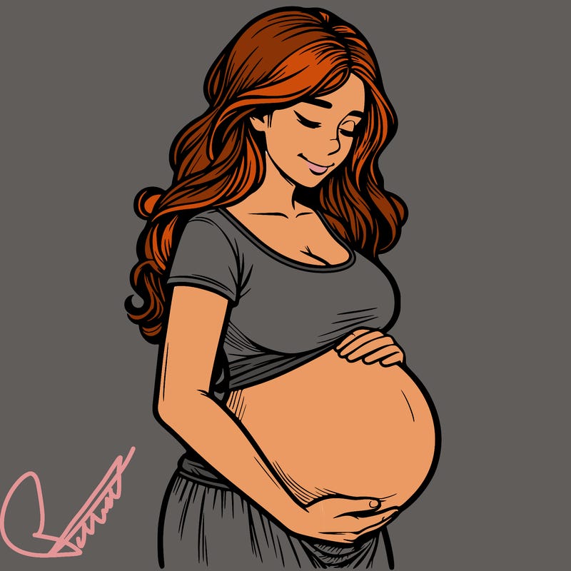 woman heavily pregnant realistic