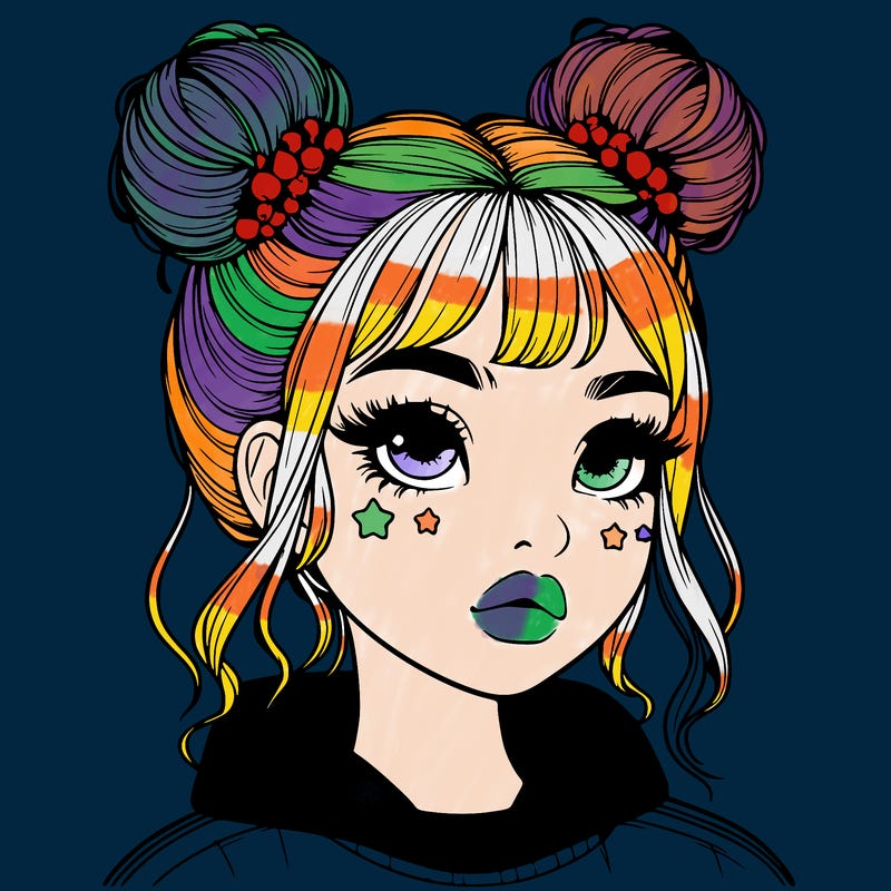 realistic girl with space buns
