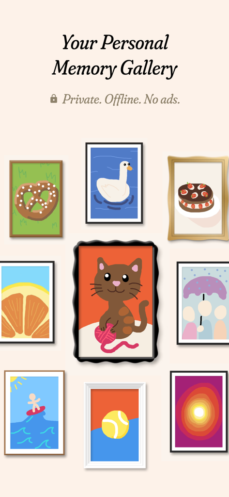 Paint My Day – Art Journal - Una galería visual de pinturas digitales diarias enmarcadas de la aplicación de diario de arte Paint My Day.