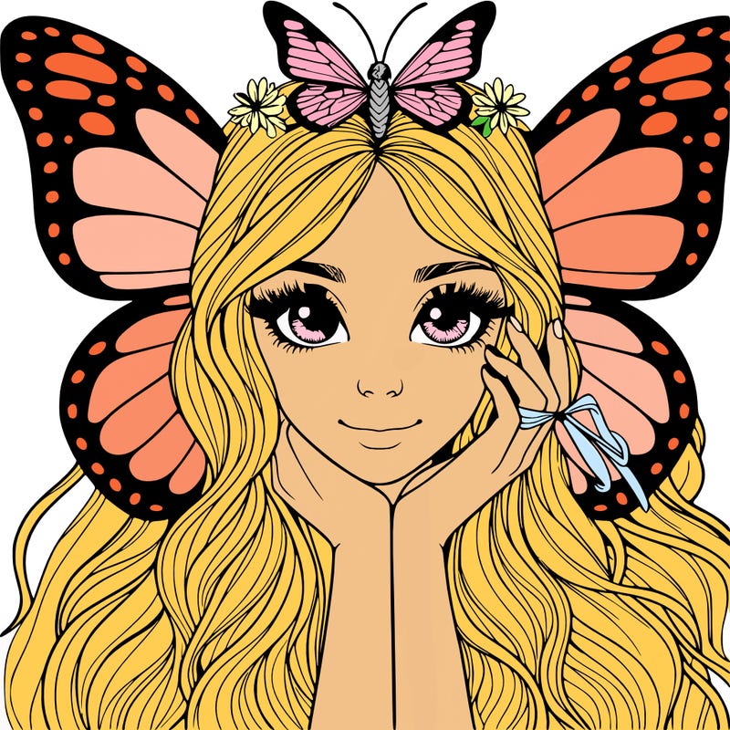 butterfly realistic girl