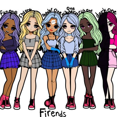 a group of girls realistic