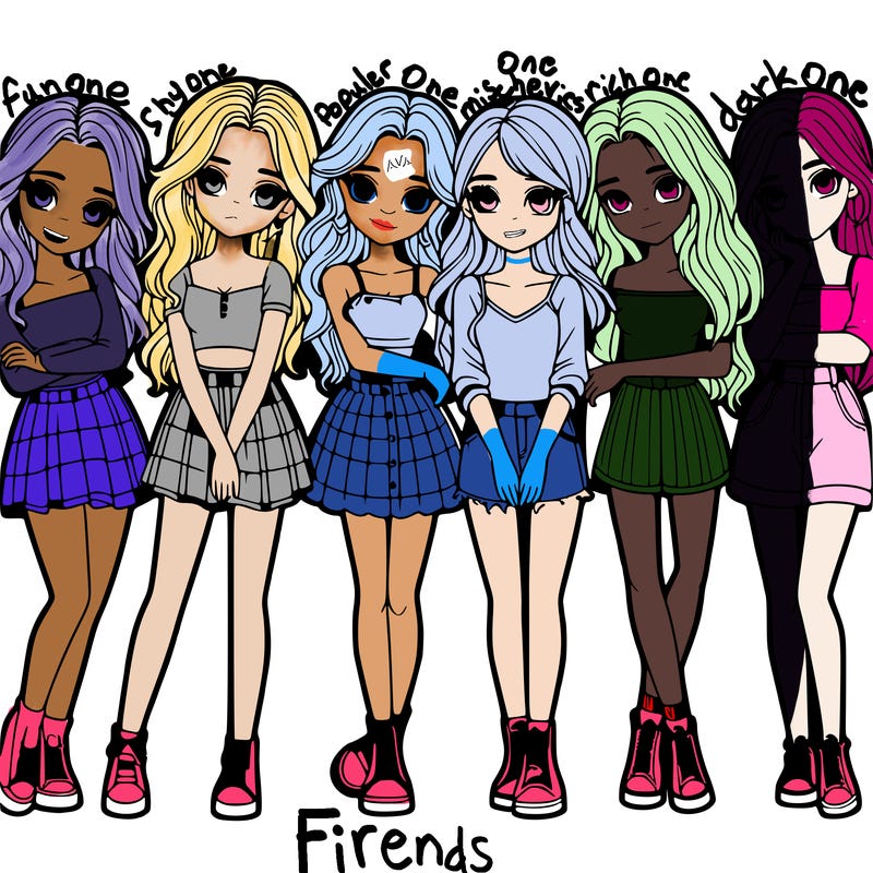 a group of girls realistic