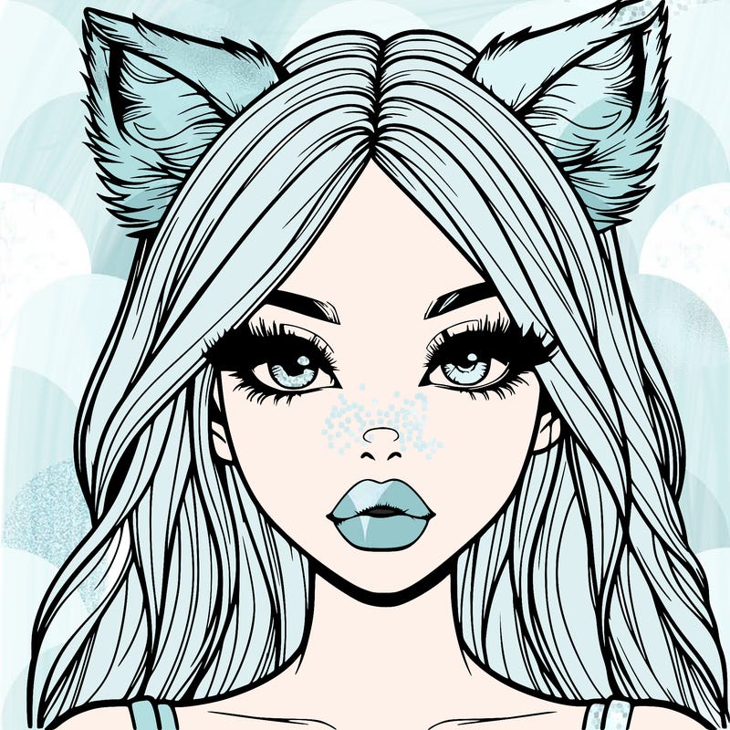 realistic girl with fox ears and realistic lips