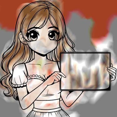 realistic pretty girl holding blank sign