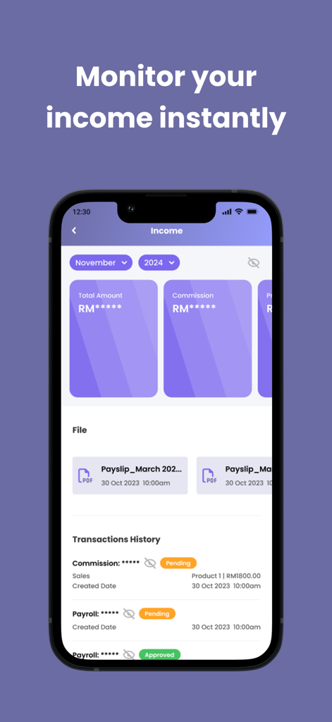 MOCHI Business - MOCHI Business mobile app dashboard for monitoring business income and transaction history