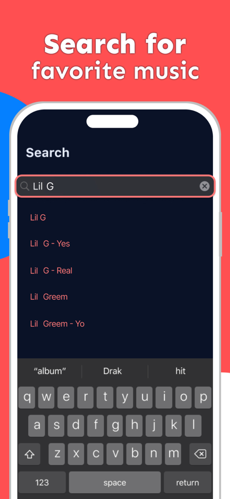 Music Player - Offline Songs - Écran de recherche de l'application de lecteur de musique hors ligne affichant les résultats des chansons.