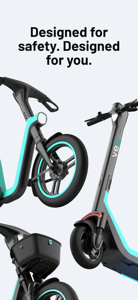 Veo electric scooter and bike designed for safety