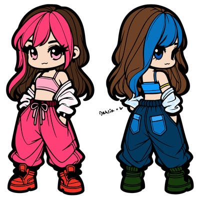 girl in crop top and baggy pants