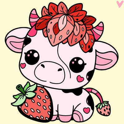 cute strawberry cow