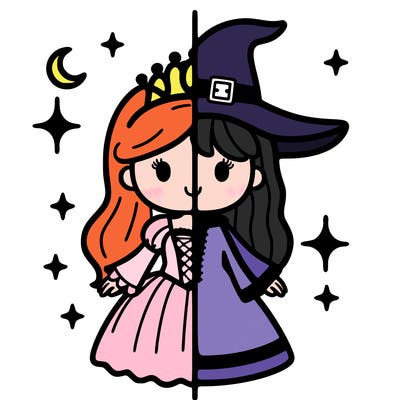 split princess and witch