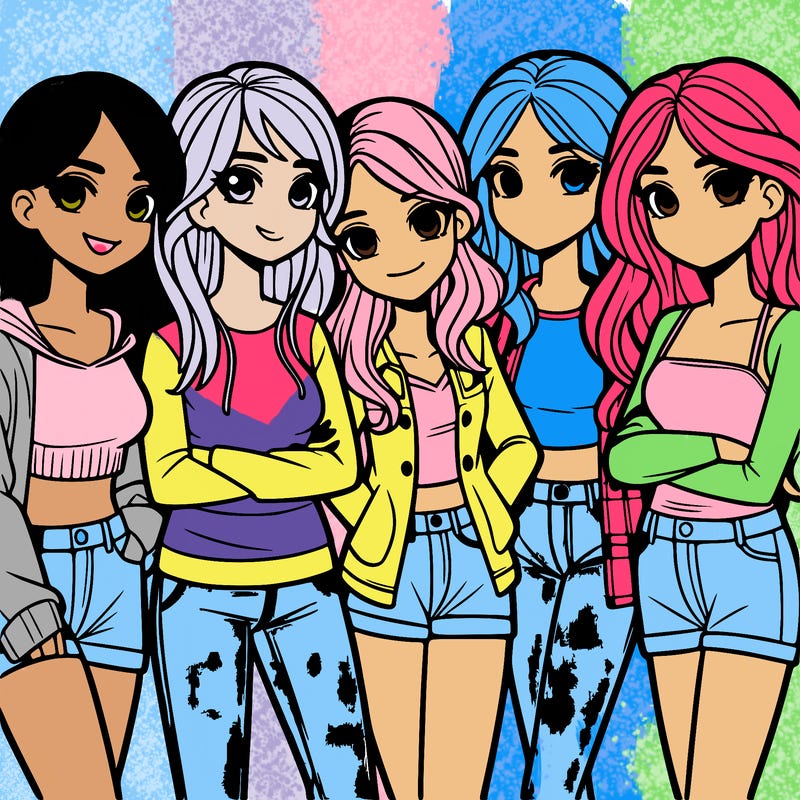 a group of 5 teen girls