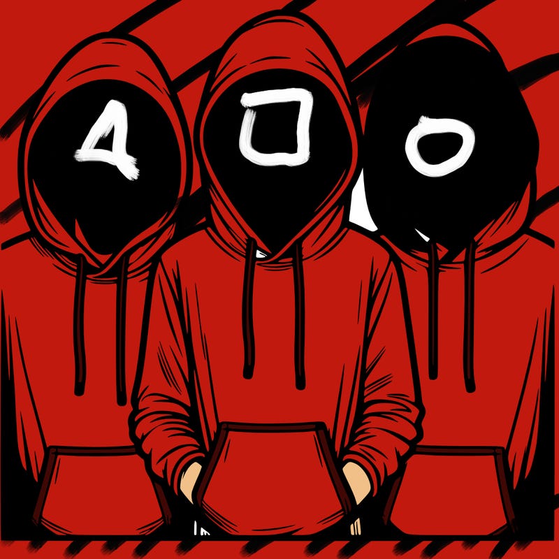 3 faceless people in  hoodies