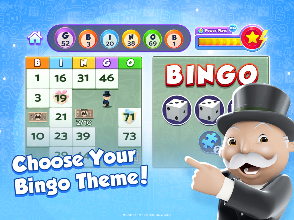 Bingo Bash HD Live Bingo Games - Mr Monopoly themed bingo room in Bingo Bash HD app