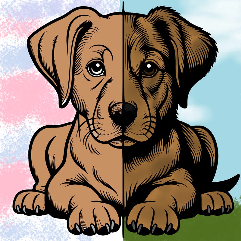 realistic dog split picture