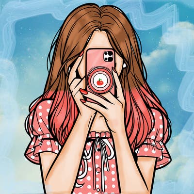a realistic girl holding her phone taking pictures