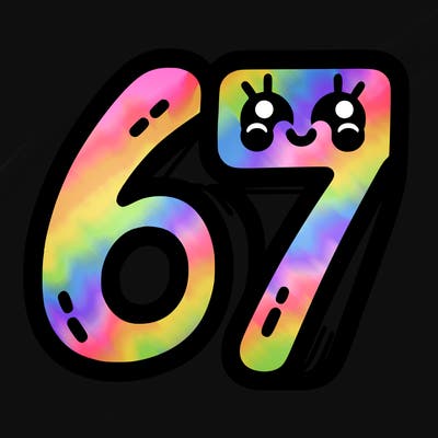 the numbers 67