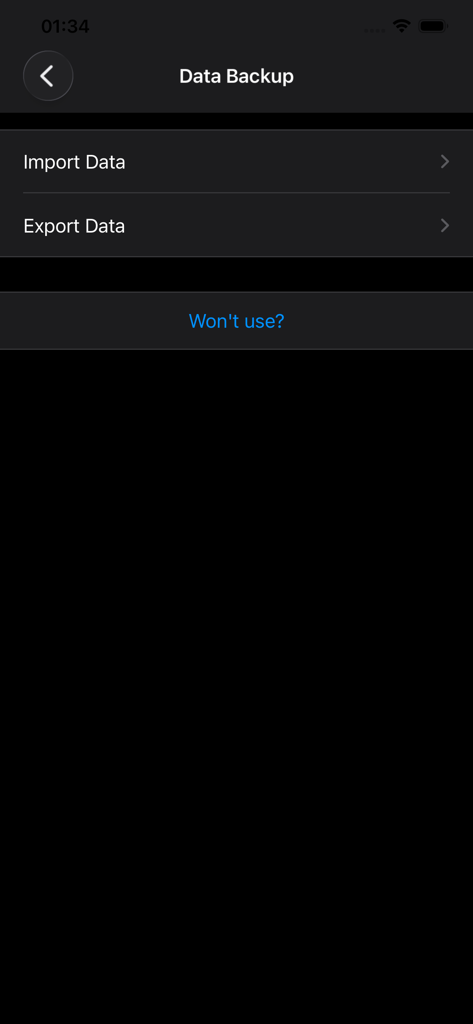 PicLink-Best image Hosting App - PicLink app data backup screen showing options to import and export data